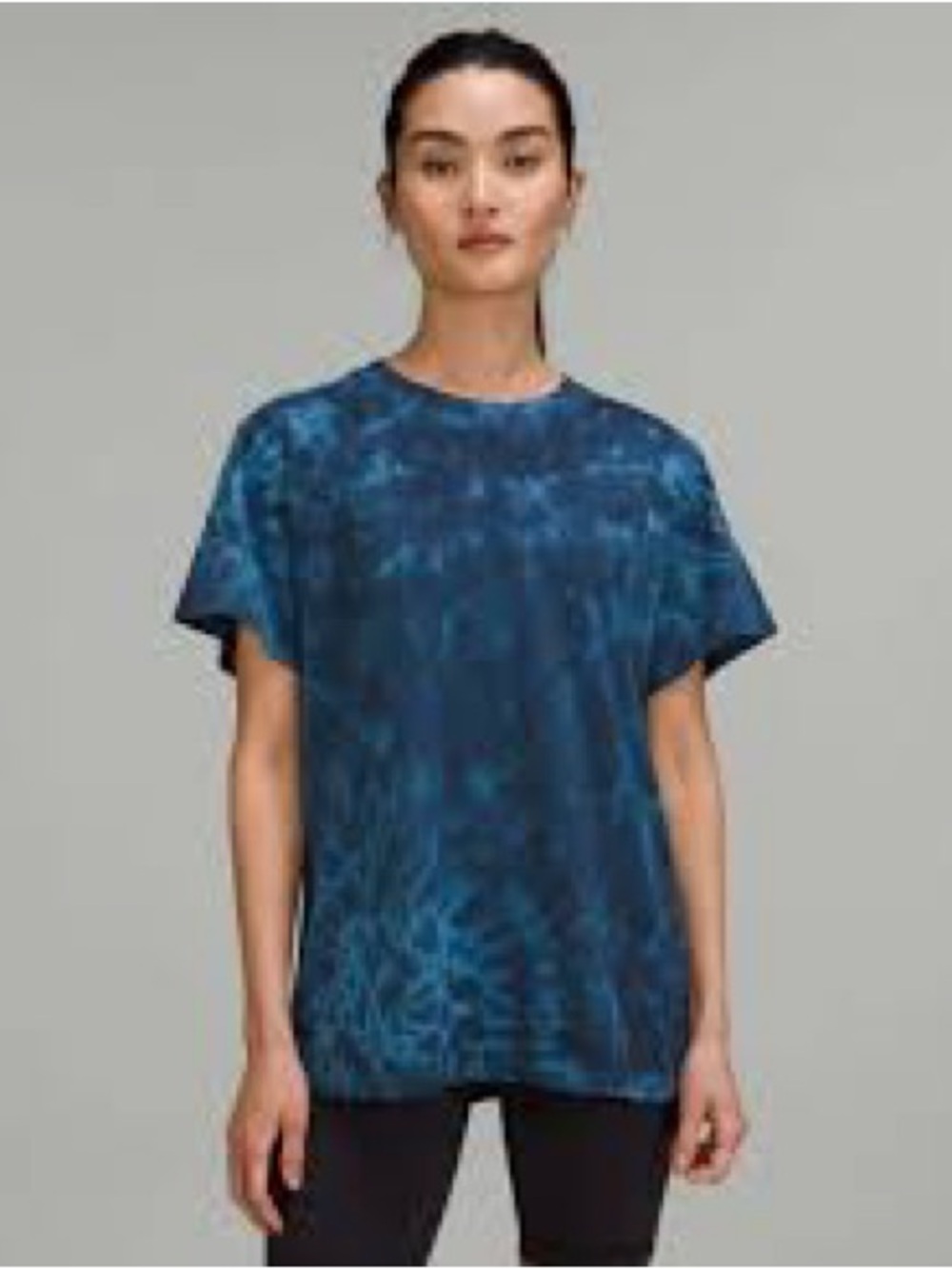 Lululemon All Yours T Shirt Soft Denim Marmoleado Tie Dye Pima Cotton Blue 8
